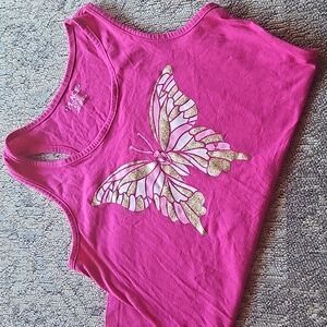 Jrs 10/12 hot pink butterfly tank top